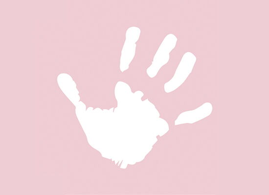 Hand Icon auf einem lila Hintergrund Variante 6