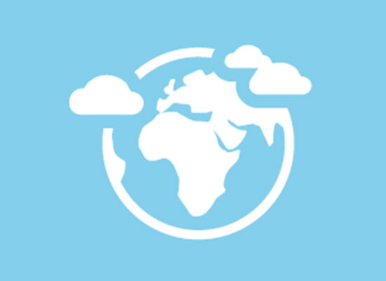 Icon einer Erde auf hellblauem Hintergrund