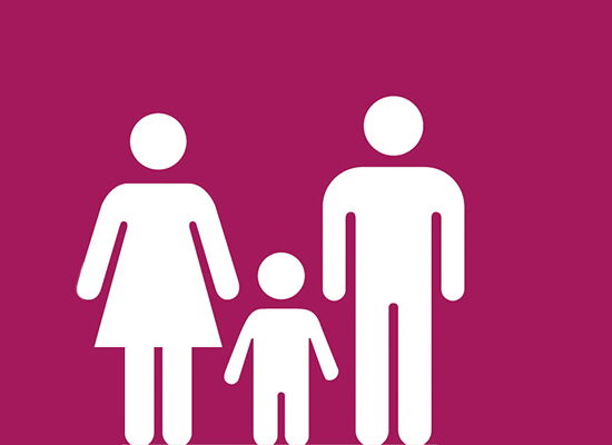 Icon von Menschen auf einem lila Hintergrund