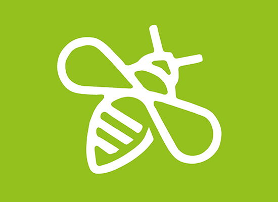 Icon einer Biene auf grünem Hintergrund