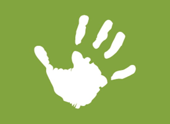 Icon Hand auf einem grünen Hintergrund