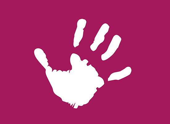 Icon Hand auf einem lila Hintergrund Variante 3