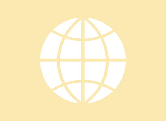 Icon von einem Globus auf einem beigen Hintergrund