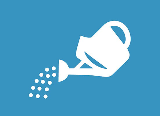 Icon Giesskanne auf einem blauen Hintergrund